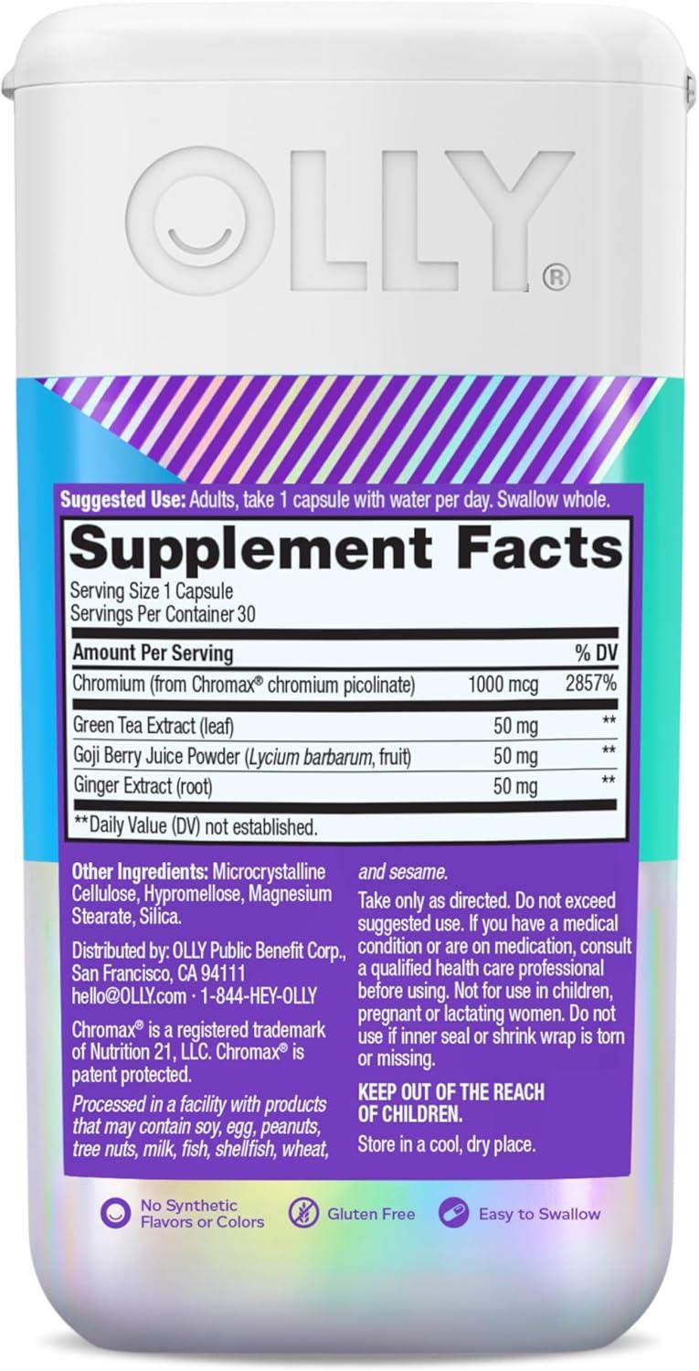 imageOLLY Combat Cravings Metabolism amp Energy Support Supplement1000 mcg Chromium Green Tea Goji Berry Ginger 30 Count30 Count Pack of 1