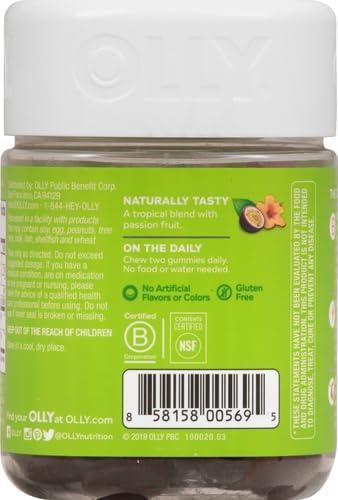 imageOLLY Daily Energy Gummy Caffeine Free Vitamin B12 CoQ10 Goji Berry Adult Chewable Supplement Tropical Flavor 60 CountRegular Strength