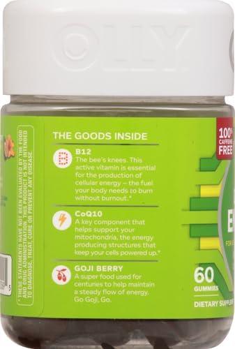 imageOLLY Daily Energy Gummy Caffeine Free Vitamin B12 CoQ10 Goji Berry Adult Chewable Supplement Tropical Flavor 60 CountRegular Strength