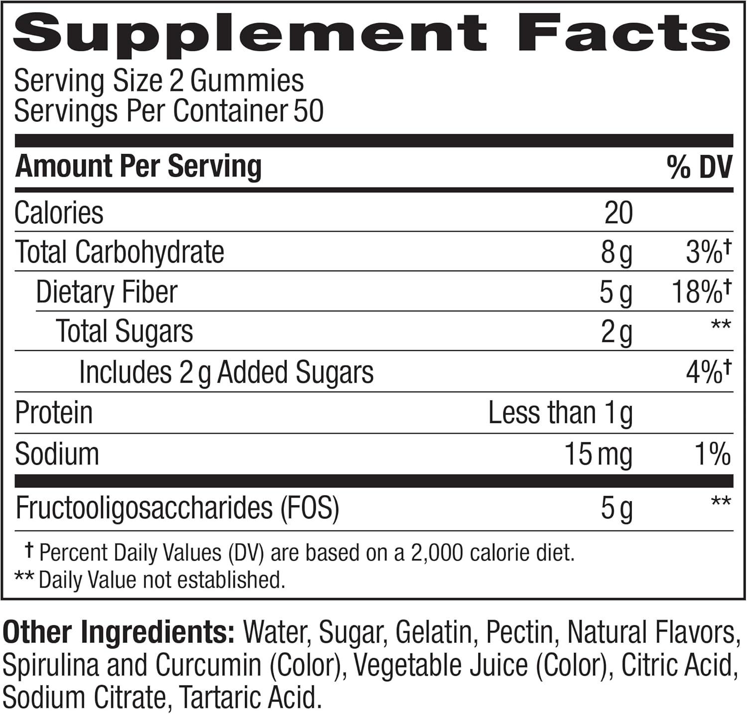 imageOLLY Fiber Gummy Rings 5g FOS Prebiotic Fiber Digestive Health Supplement Strawberry Watermelon Flavored 50 Day Supply 100 Count100 Count Pack of 1