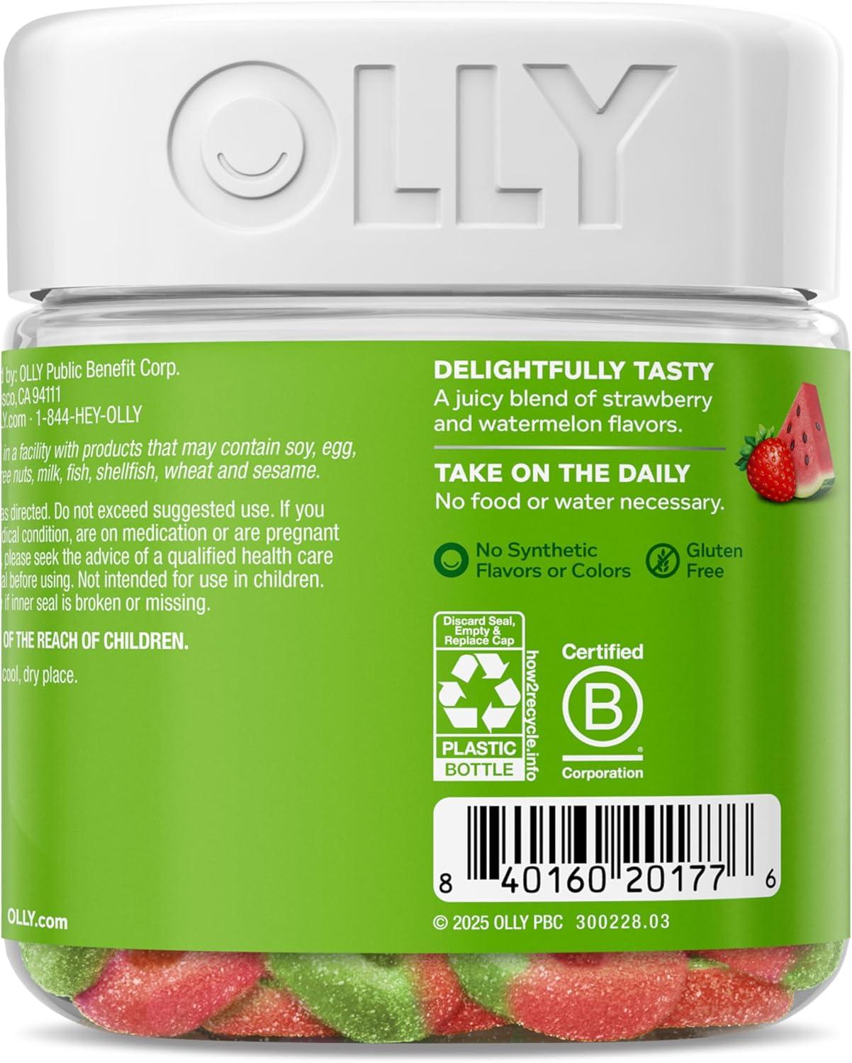 imageOLLY Fiber Gummy Rings 5g FOS Prebiotic Fiber Digestive Health Supplement Strawberry Watermelon Flavored 50 Day Supply 100 Count50 Count Pack of 1