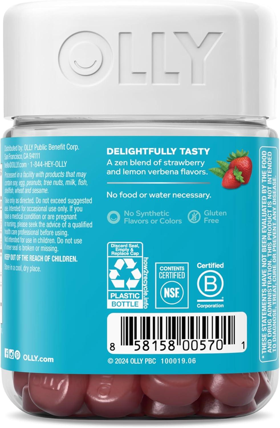 imageOLLY Goodbye Stress Gummy GABA LTheanine Lemon Balm Stress Relief Supplement Berry 60 Count42 Count Pack of 1