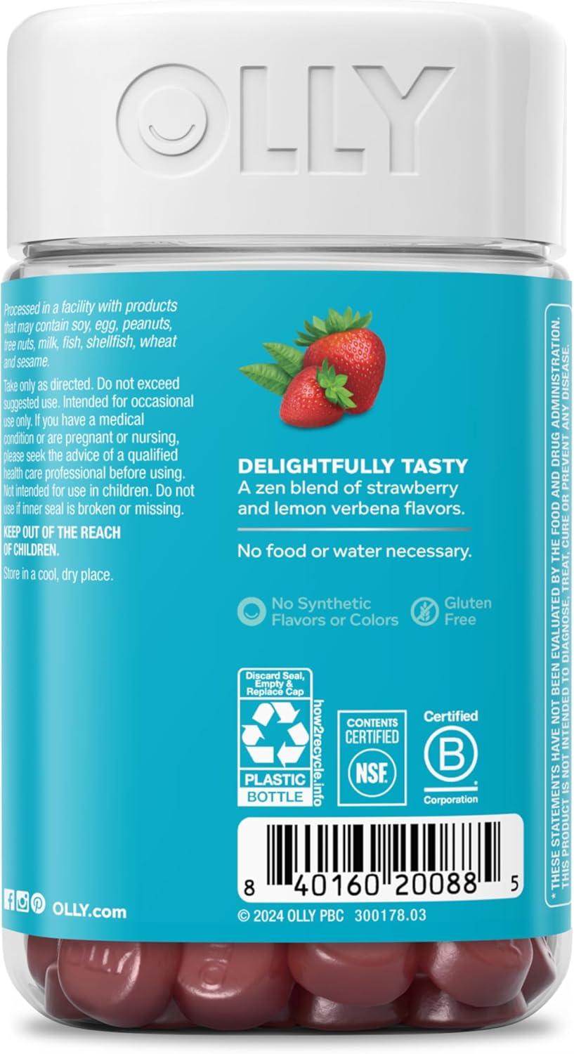 imageOLLY Goodbye Stress Gummy GABA LTheanine Lemon Balm Stress Relief Supplement Berry 60 Count60 Count Pack of 1