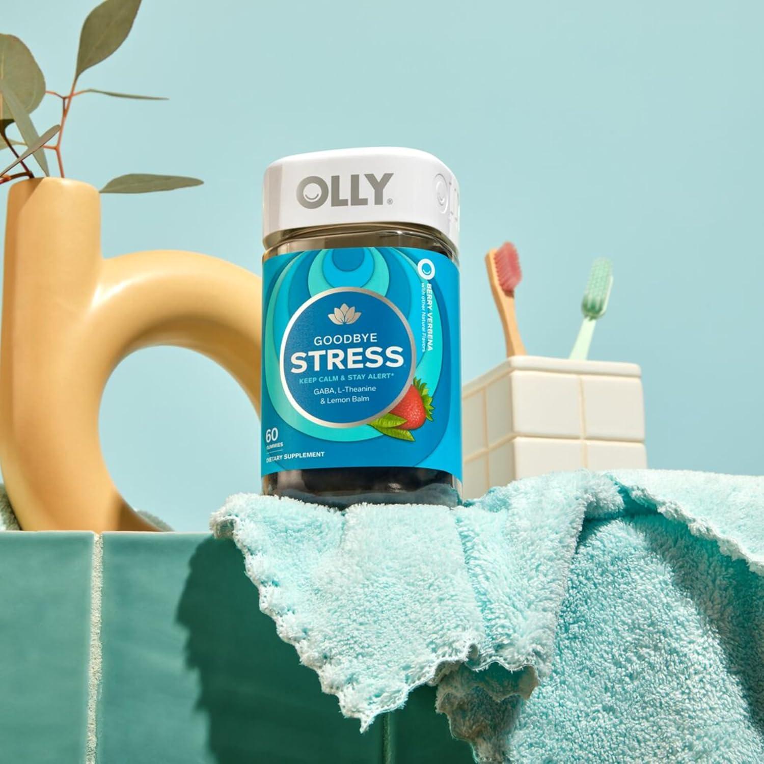 imageOLLY Goodbye Stress Gummy GABA LTheanine Lemon Balm Stress Relief Supplement Berry 60 Count60 Count Pack of 1