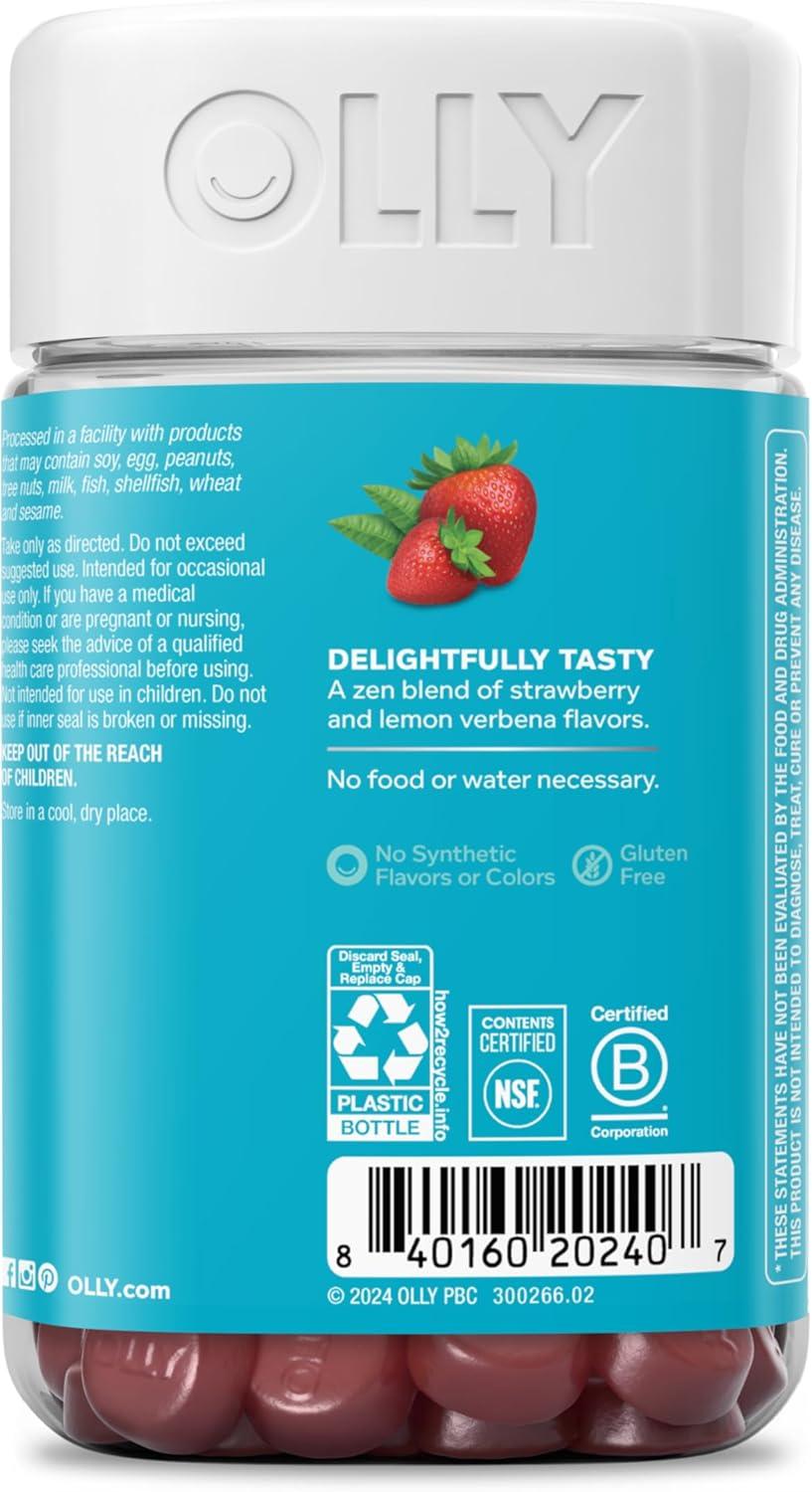 imageOLLY Goodbye Stress Gummy GABA LTheanine Lemon Balm Stress Relief Supplement Berry 60 Count74 Count Pack of 2