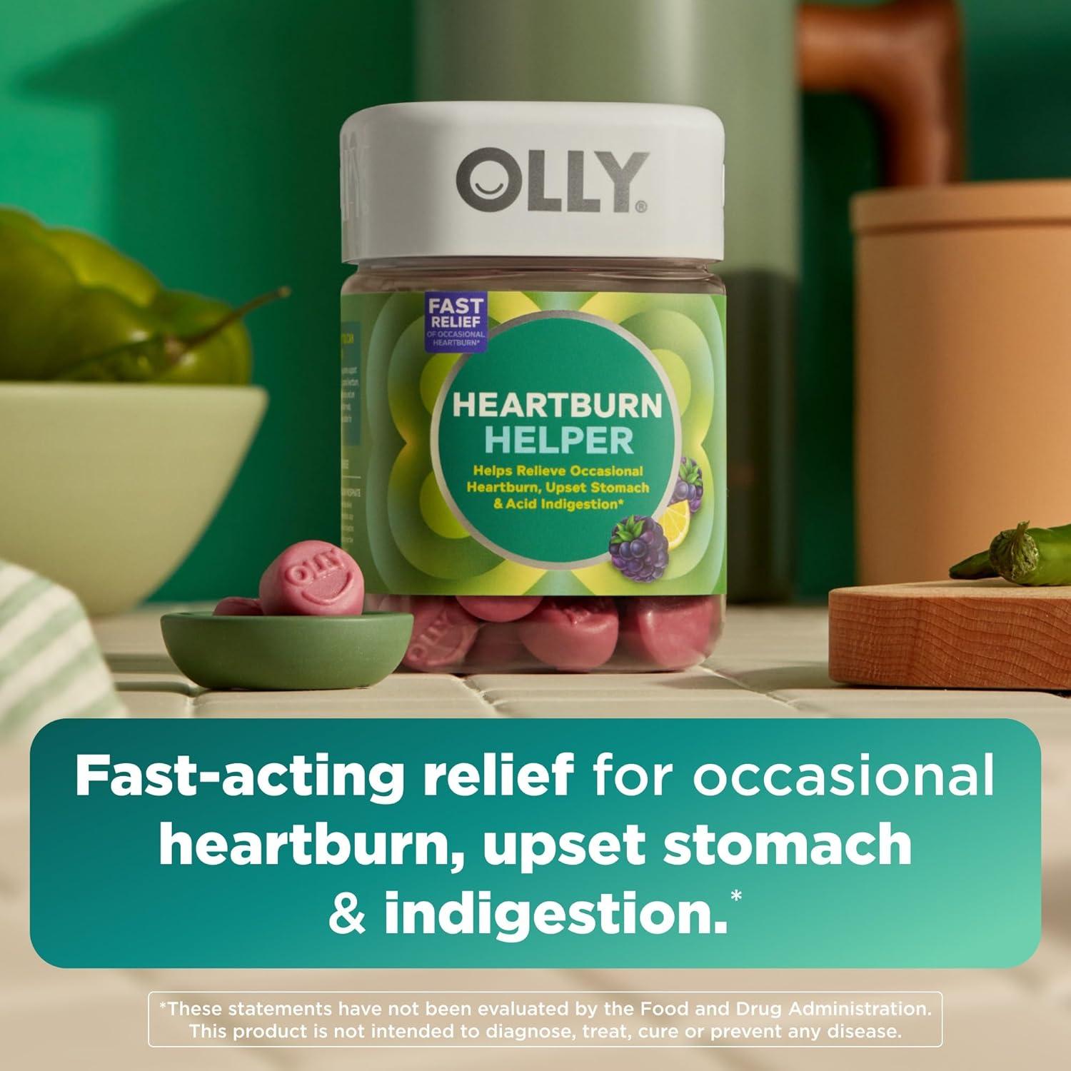 imageOLLY Heartburn Helper Gummy Supplement Fast Relief of Occasional Heartburn Tricalcium Phosphate Berry Breeze Flavored 20 Servings 40 Count