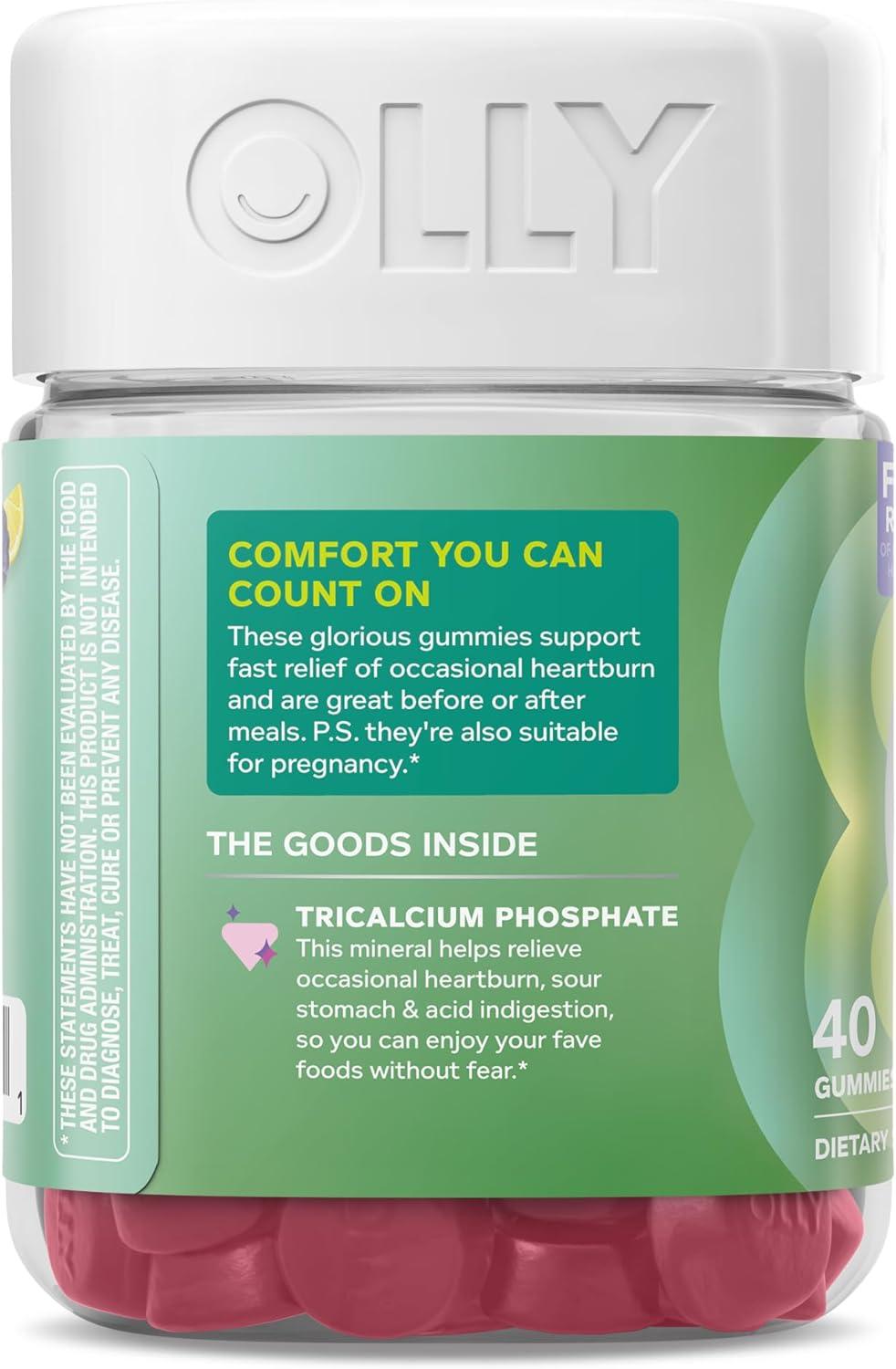 imageOLLY Heartburn Helper Gummy Supplement Fast Relief of Occasional Heartburn Tricalcium Phosphate Berry Breeze Flavored 20 Servings 40 Count
