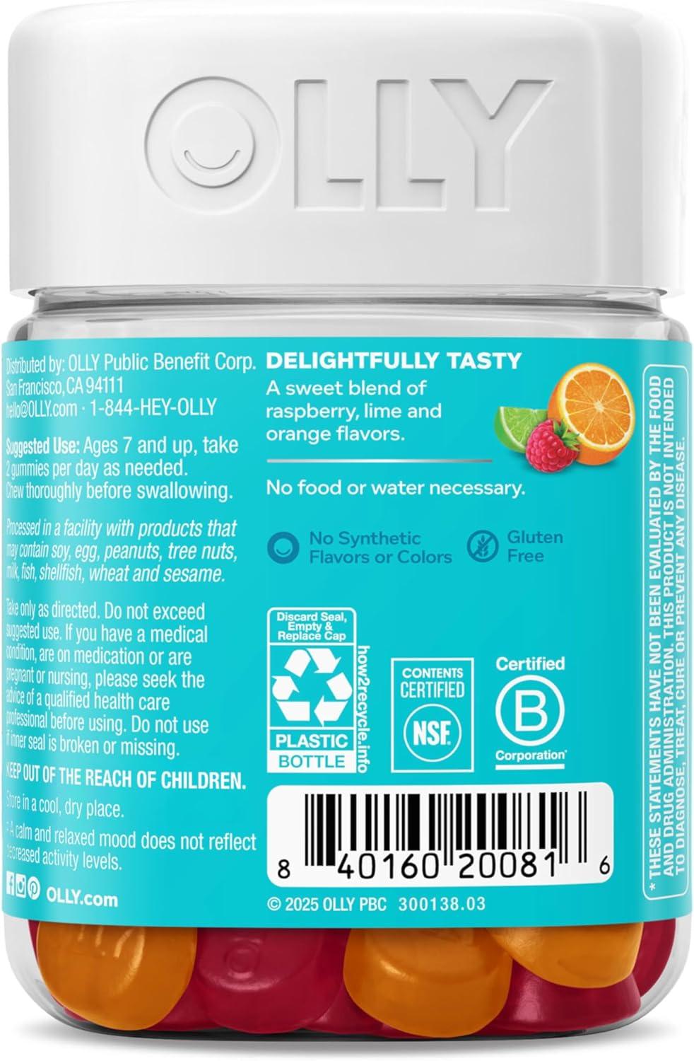 imageOLLY Kids Chillax Gummy For a Calm and Relaxed Mood Magnesium LTheanine Lemon Balm Extract Chewable Supplement Sherbet Flavored 25 Day Supply 50 Count Packaging May Vary50 Count Pack of 1