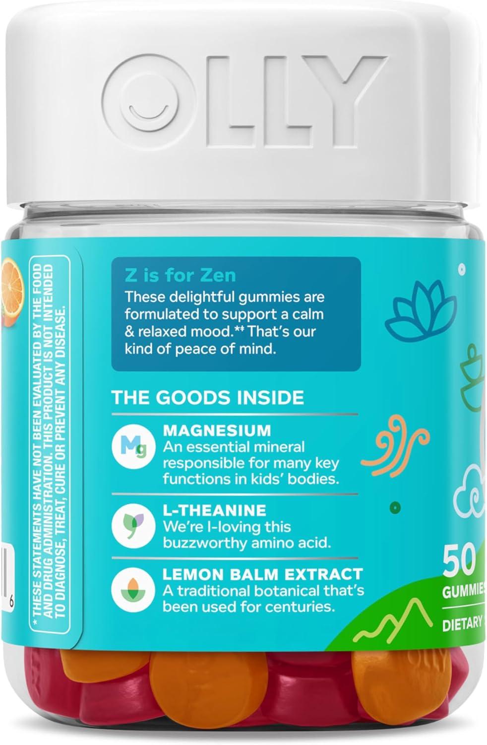 imageOLLY Kids Chillax Gummy For a Calm and Relaxed Mood Magnesium LTheanine Lemon Balm Extract Chewable Supplement Sherbet Flavored 25 Day Supply 50 Count Packaging May Vary50 Count Pack of 1