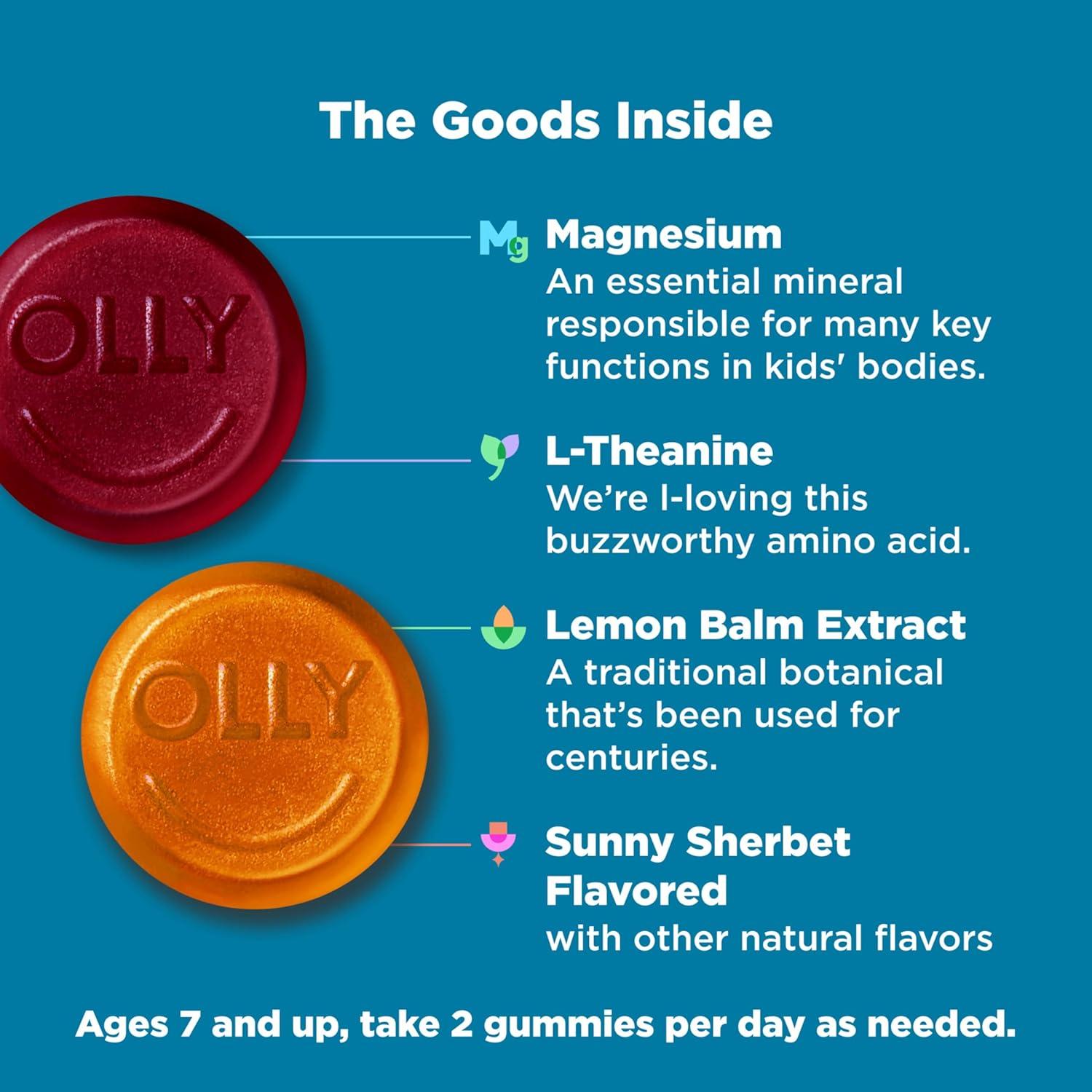 imageOLLY Kids Chillax Gummy For a Calm and Relaxed Mood Magnesium LTheanine Lemon Balm Extract Chewable Supplement Sherbet Flavored 25 Day Supply 50 Count Packaging May Vary50 Count Pack of 1