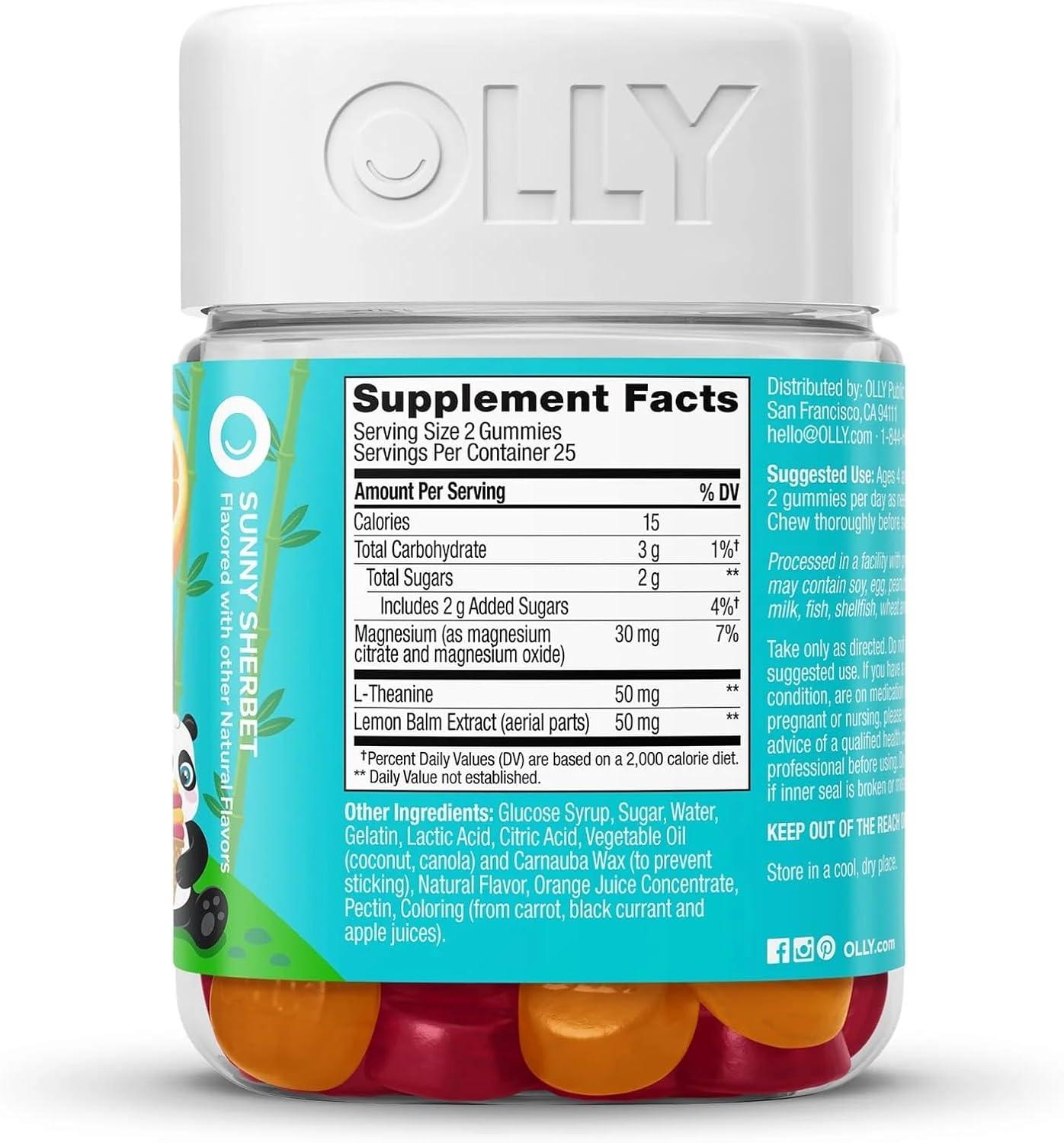 imageOLLY Kids Chillax Gummy For a Calm and Relaxed Mood Magnesium LTheanine Lemon Balm Extract Chewable Supplement Sherbet Flavored 25 Day Supply 50 Count Packaging May Vary50 Count Pack of 1