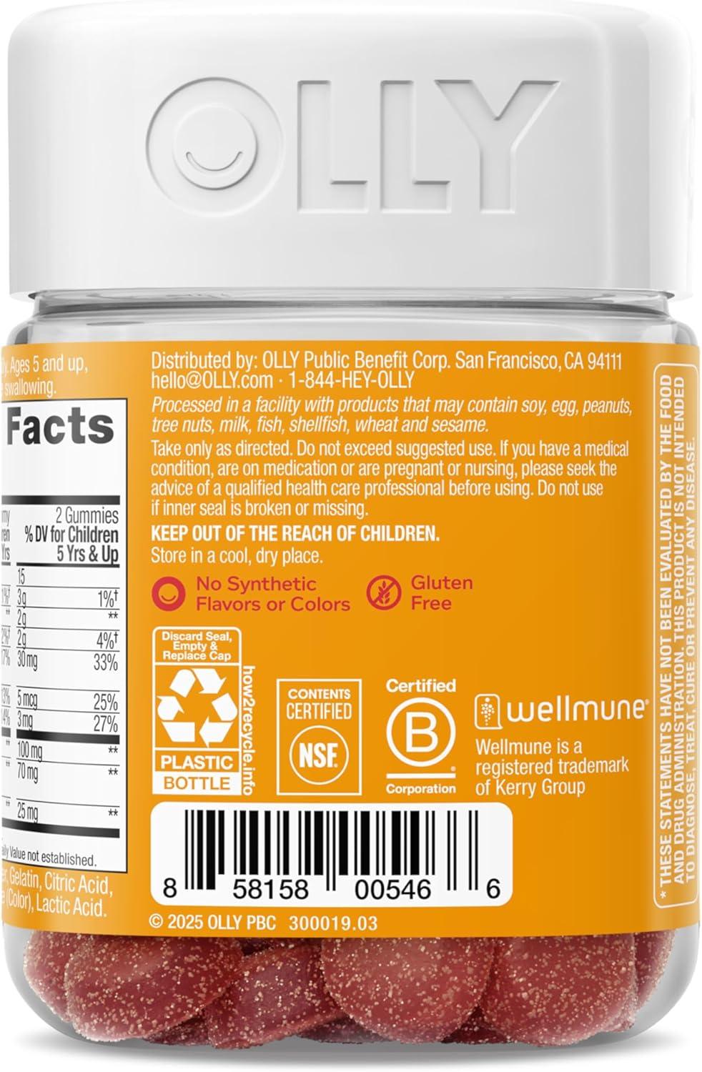 imageOLLY Kids Immunity Gummy Immune Support Wellmune Elderberry Vitamin C Zinc Chewable Supplement Cherry 50 CountImmunity 50 ct