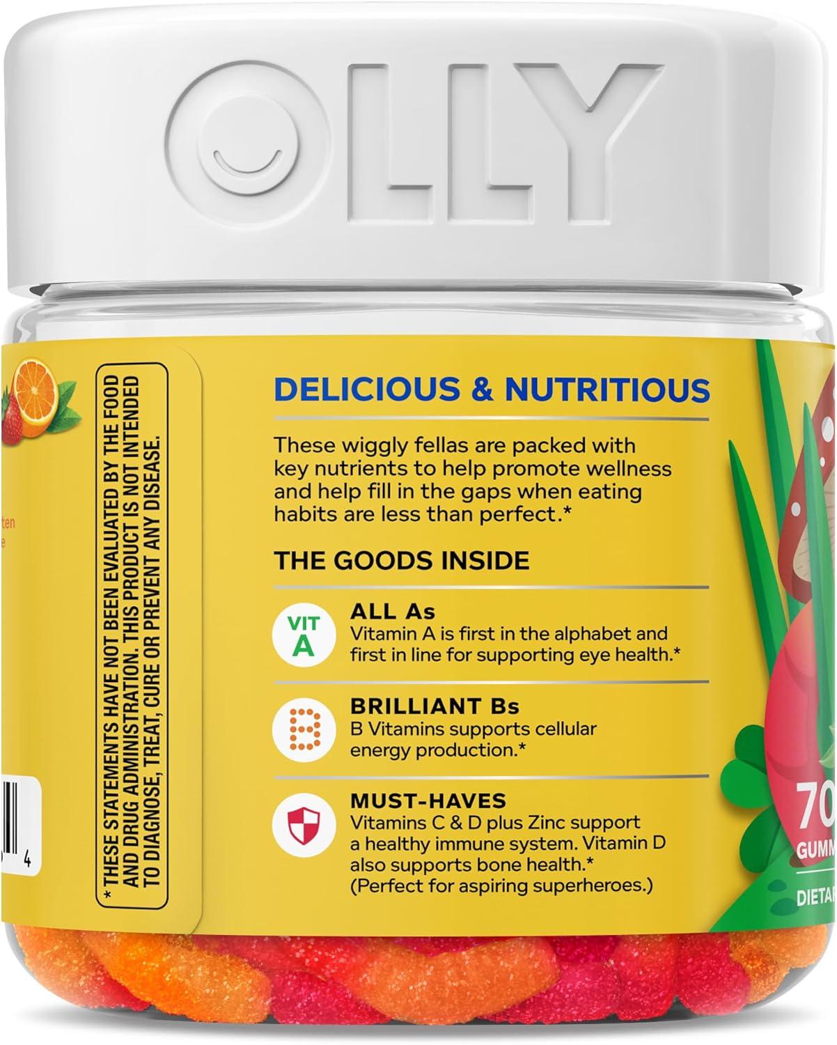 imageOLLY Kids Multivitamin Gummy Overall Health and Immune Support Vitamins and Minerals A C D E Bs and Zinc Kids Chewable Supplement Sour Fruity Punch Flavored 70 or 35 Day Supply 70 CountBottle