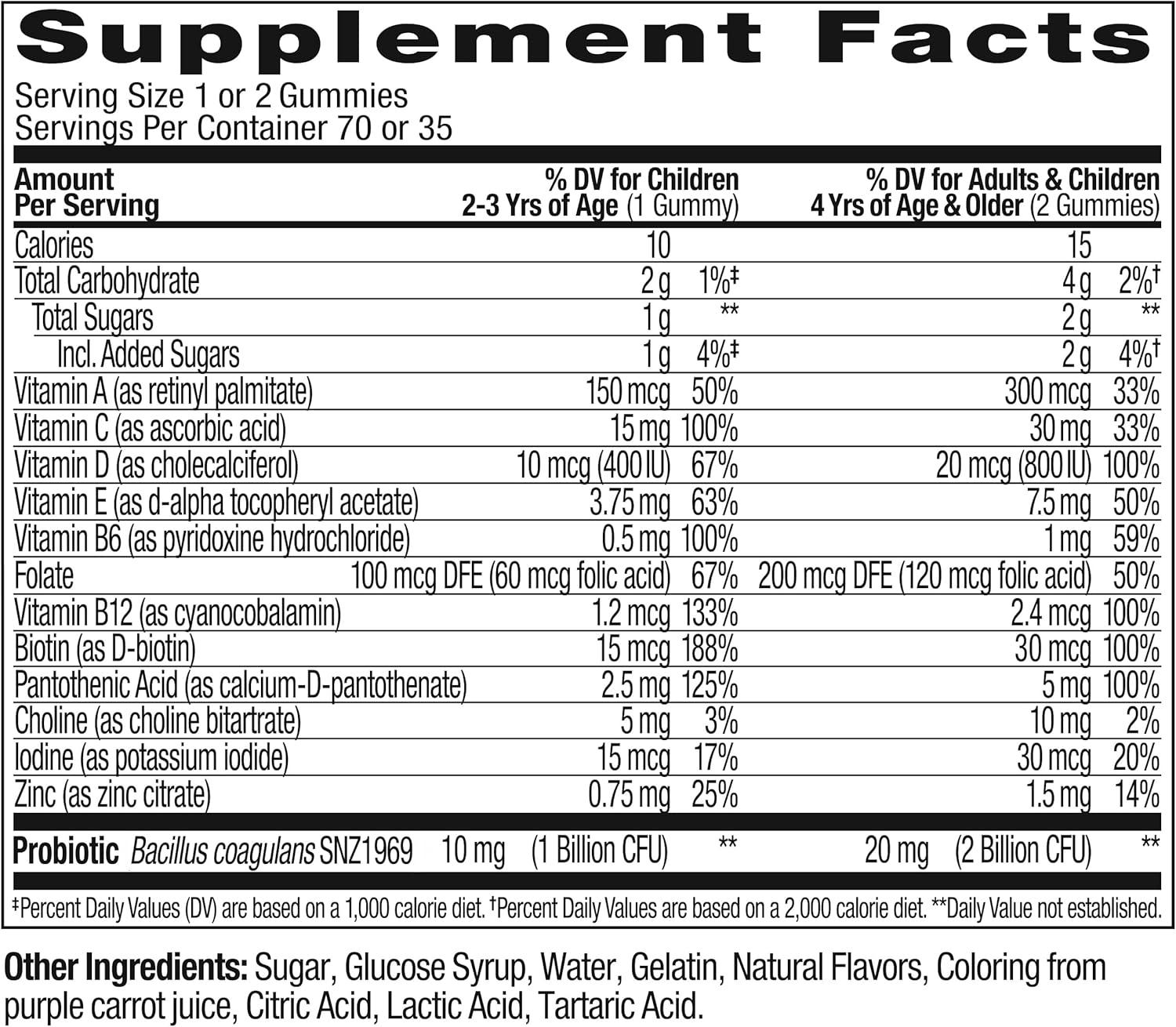 imageOLLY Kids Multivitamin amp Probiotic Gummy Digestive Support Vitamins A D C E B Zinc Chewable Supplement Berry Flavored 35 Day Supply 70 Count70 Count Pack of 1