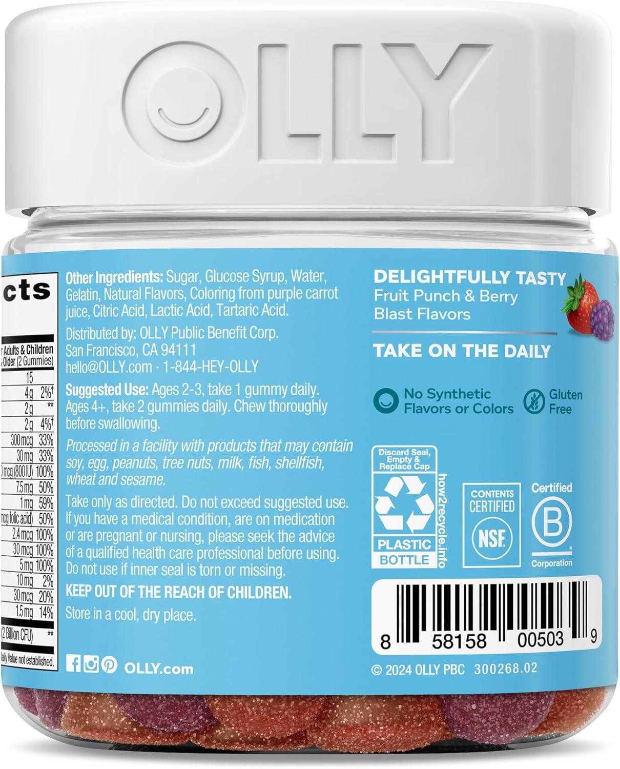 imageOLLY Kids Multivitamin amp Probiotic Gummy Digestive Support Vitamins A D C E B Zinc Chewable Supplement Berry Flavored 35 Day Supply 70 Count70 Count Pack of 1