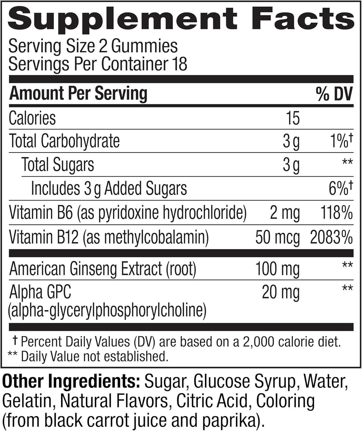 imageOLLY Laser Focus Gummy Ginseng Alpha GPC B Vitamins Berry Tangerine Flavor 36 Count36 Count Pack of 1