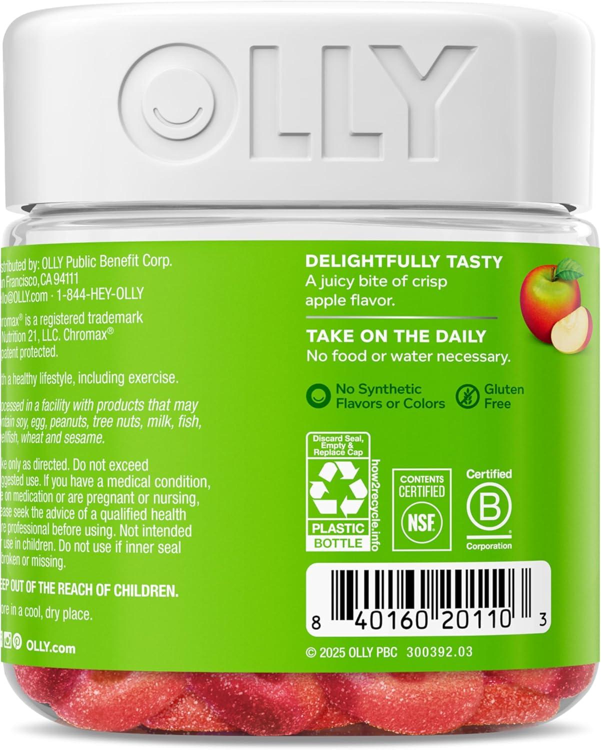 imageOLLY Metabolism Gummy Rings Apple Cider Vinegar Vitamin B12 Chromium Energy and Digestive Health Chewable Supplement Apple Flavor 30 Count30 Count Pack of 1