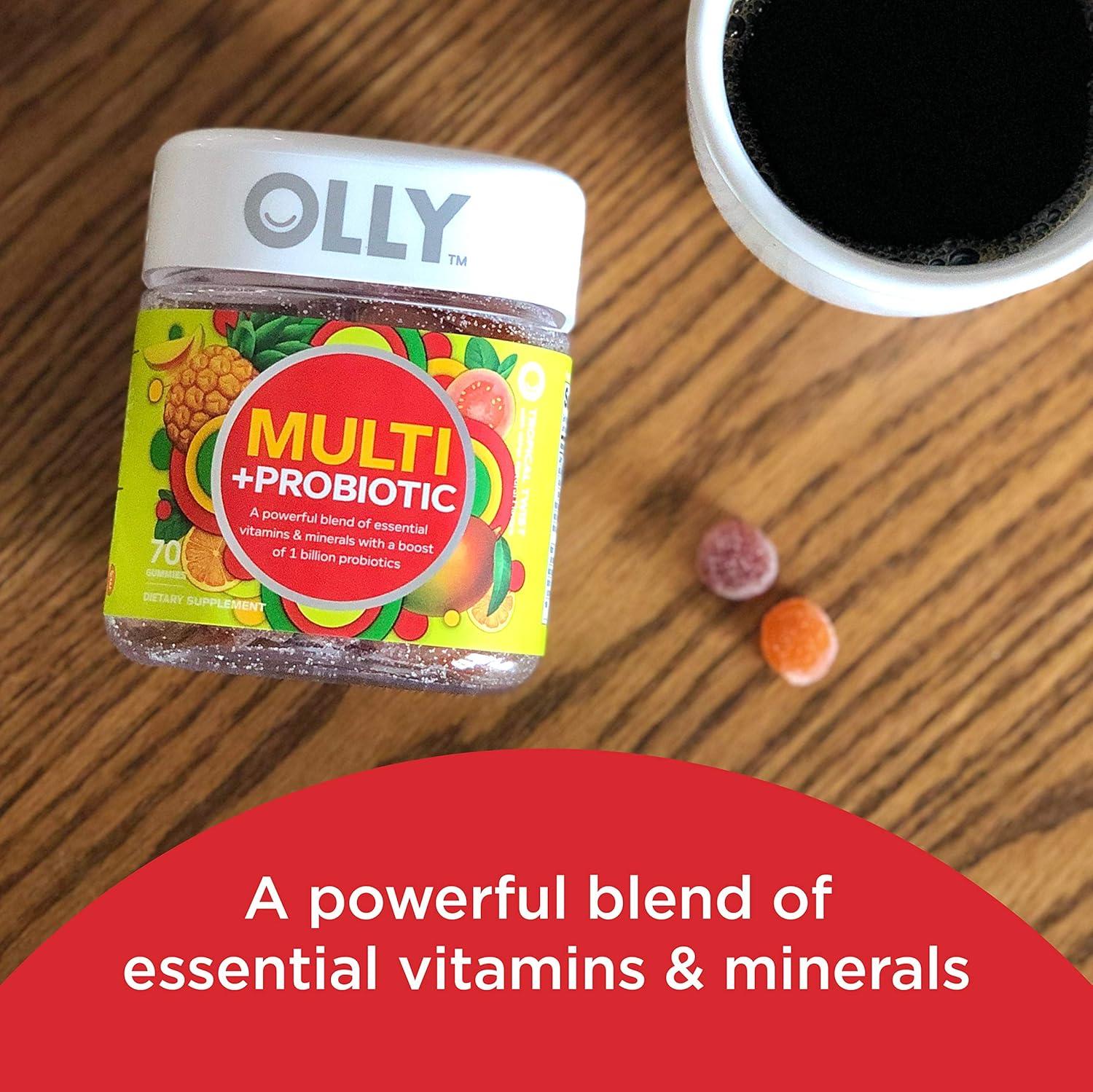 imageOLLY Multi Probiotic Adult Multivitamin Gummy Digestive and Immune System Support Chewable Supplement Tropical Flavored 35 Day Supply 70 Count1 Count Pack of 70