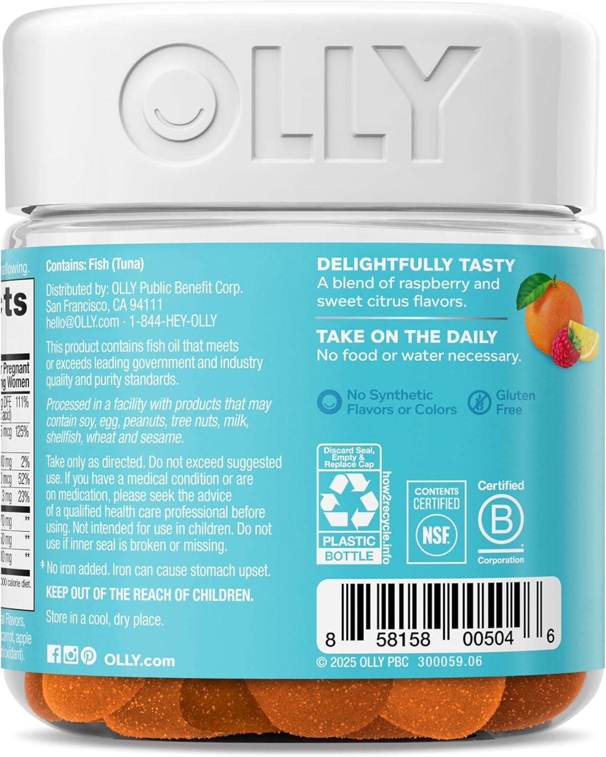 imageOLLY Prenatal Multivitamin Gummy Daily Multi Blend for Mommy amp Baby Folic Acid Omega 3 DHA Vitamins A amp D Sweet Citrus Flavored 30 Day Supply 60 Count60 Count Pack of 1