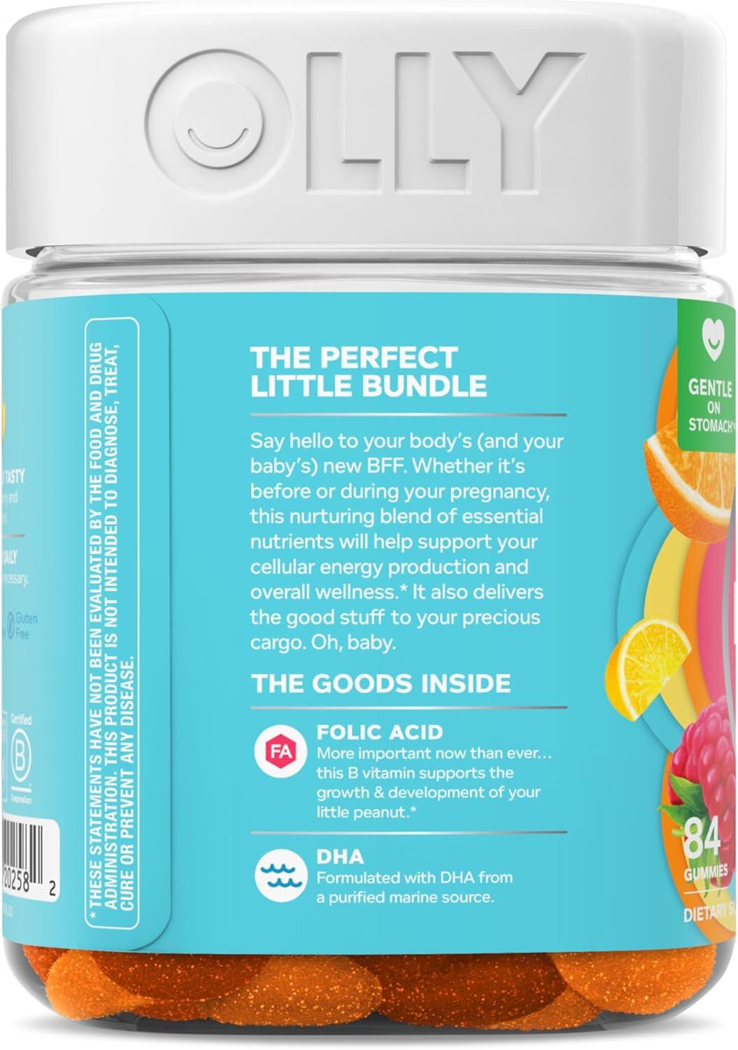 imageOLLY Prenatal Multivitamin Gummy Daily Multi Blend for Mommy amp Baby Folic Acid Omega 3 DHA Vitamins A amp D Sweet Citrus Flavored 30 Day Supply 60 Count84 Count Pack of 1
