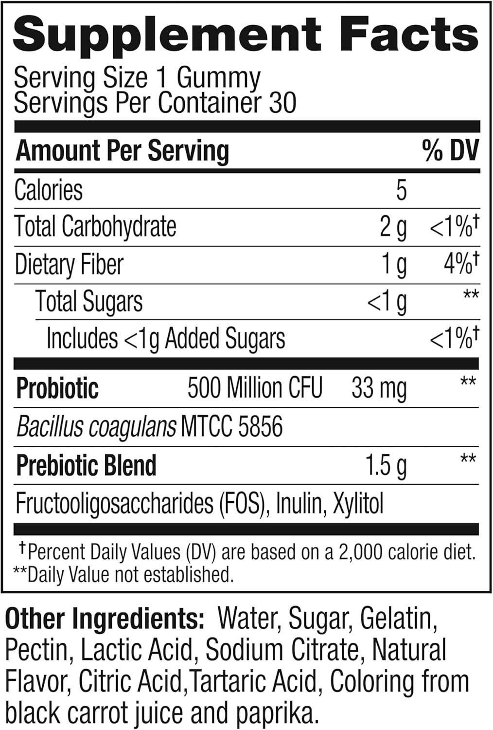 imageOLLY Probiotic Prebiotic Gummy 500 Million CFUs FOS Adult Chewable Supplement for Men and Women Peach Flavored 30 Day Supply 30 Count30 Count Pack of 1