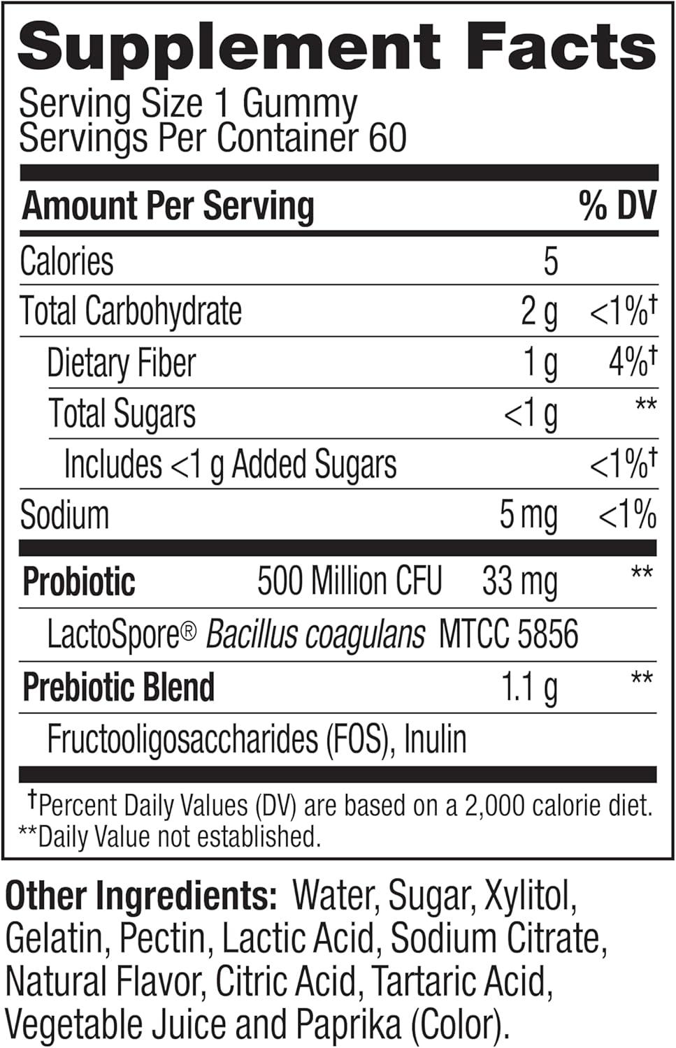 imageOLLY Probiotic Prebiotic Gummy 500 Million CFUs FOS Adult Chewable Supplement for Men and Women Peach Flavored 30 Day Supply 30 Count60 Count Pack of 1
