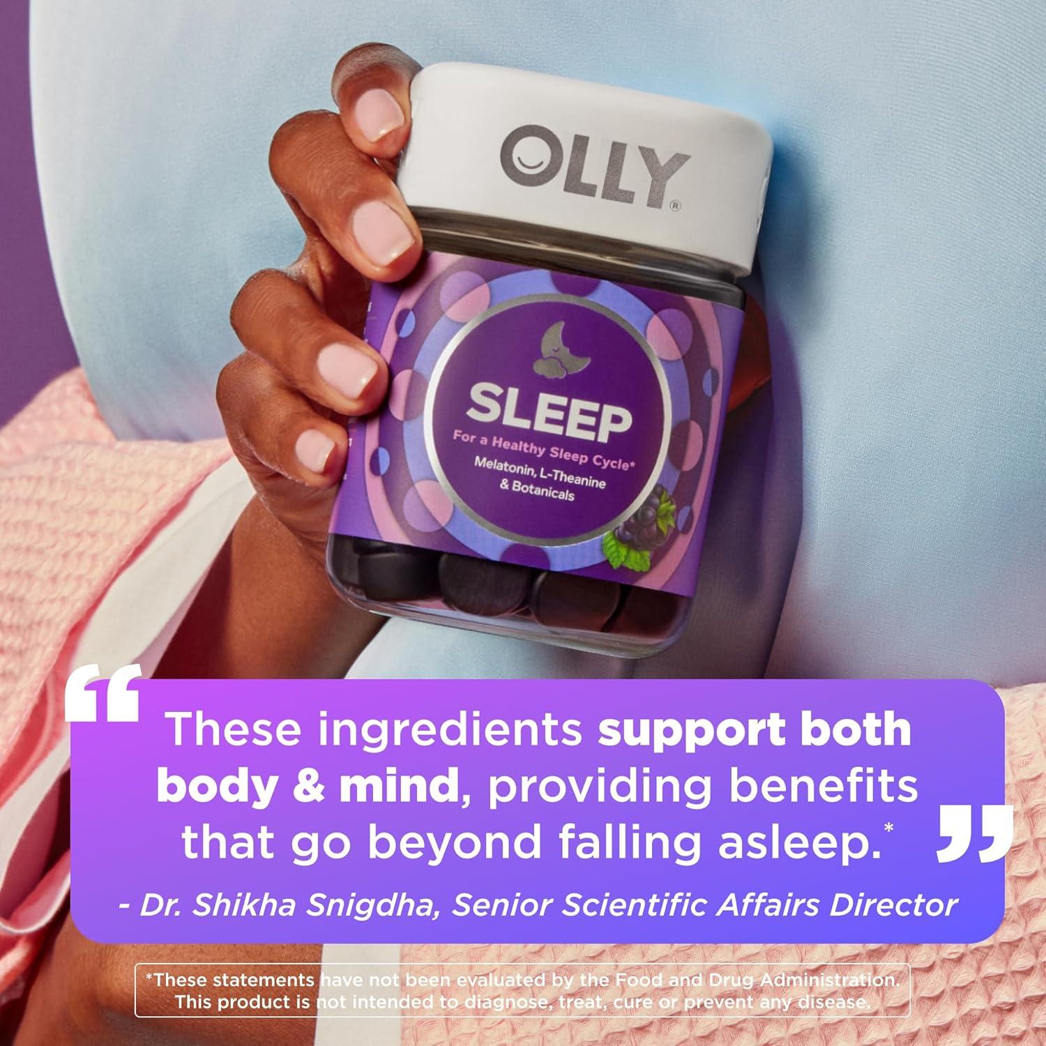 imageOLLY Restful Sleep Gummy Supplement with Melatonin amp LTheanine Chamomile Blackberry Zen 50 Gummies 25 Day Supply Supports a Healthy Sleep Cycle Packaging May Vary50 Count Pack of 1