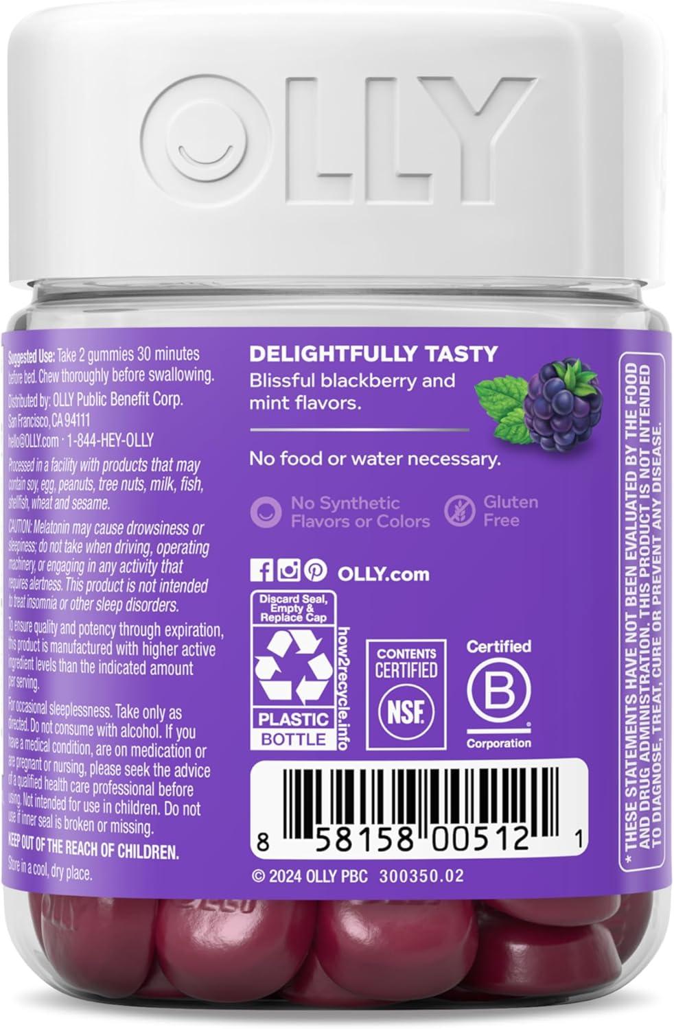 imageOLLY Restful Sleep Gummy Supplement with Melatonin amp LTheanine Chamomile Blackberry Zen 50 Gummies 25 Day Supply Supports a Healthy Sleep Cycle Packaging May Vary50 Count Pack of 1