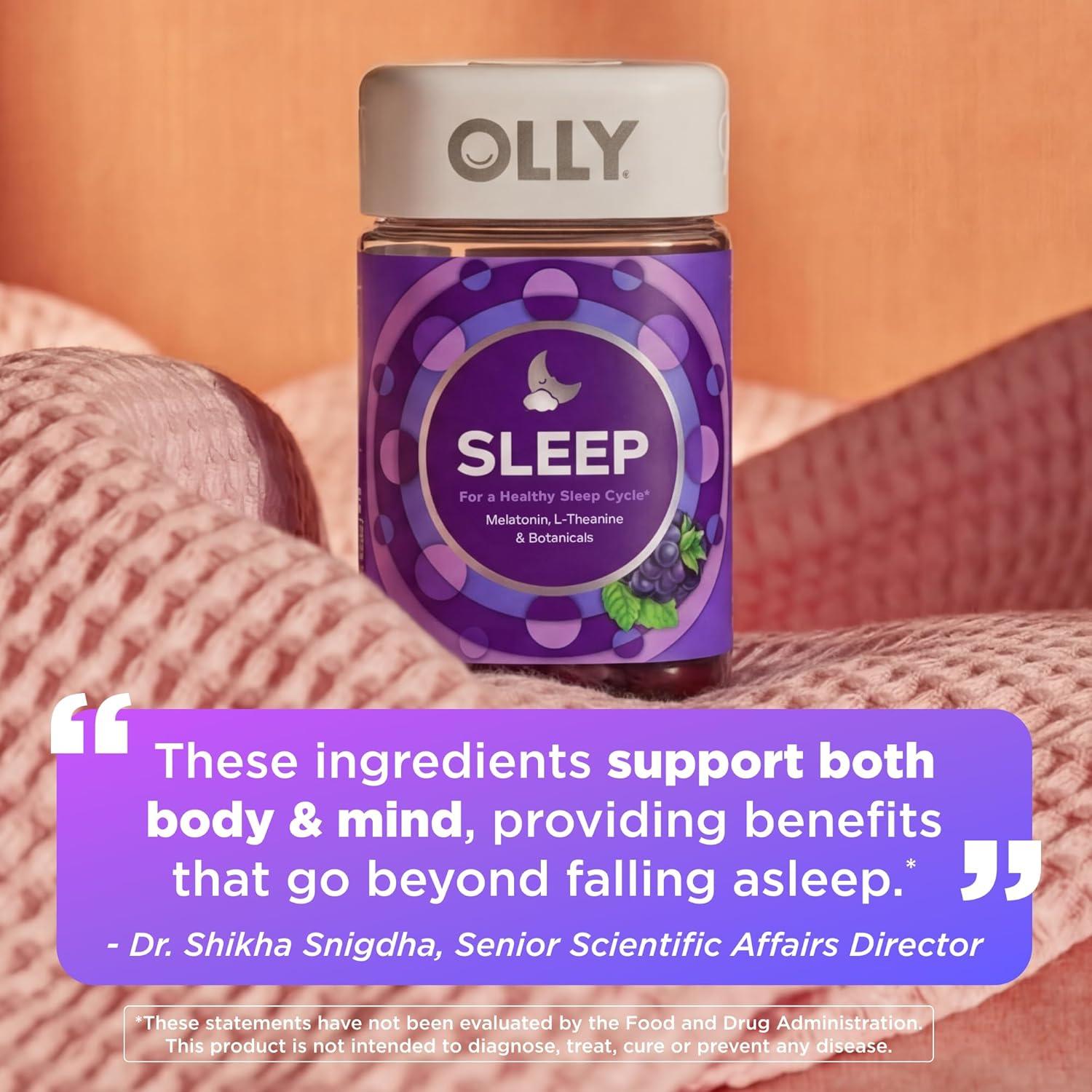 imageOLLY Restful Sleep Gummy Supplement with Melatonin amp LTheanine Chamomile Blackberry Zen 50 Gummies 25 Day Supply Supports a Healthy Sleep Cycle Packaging May Vary90 Count Pack of 1