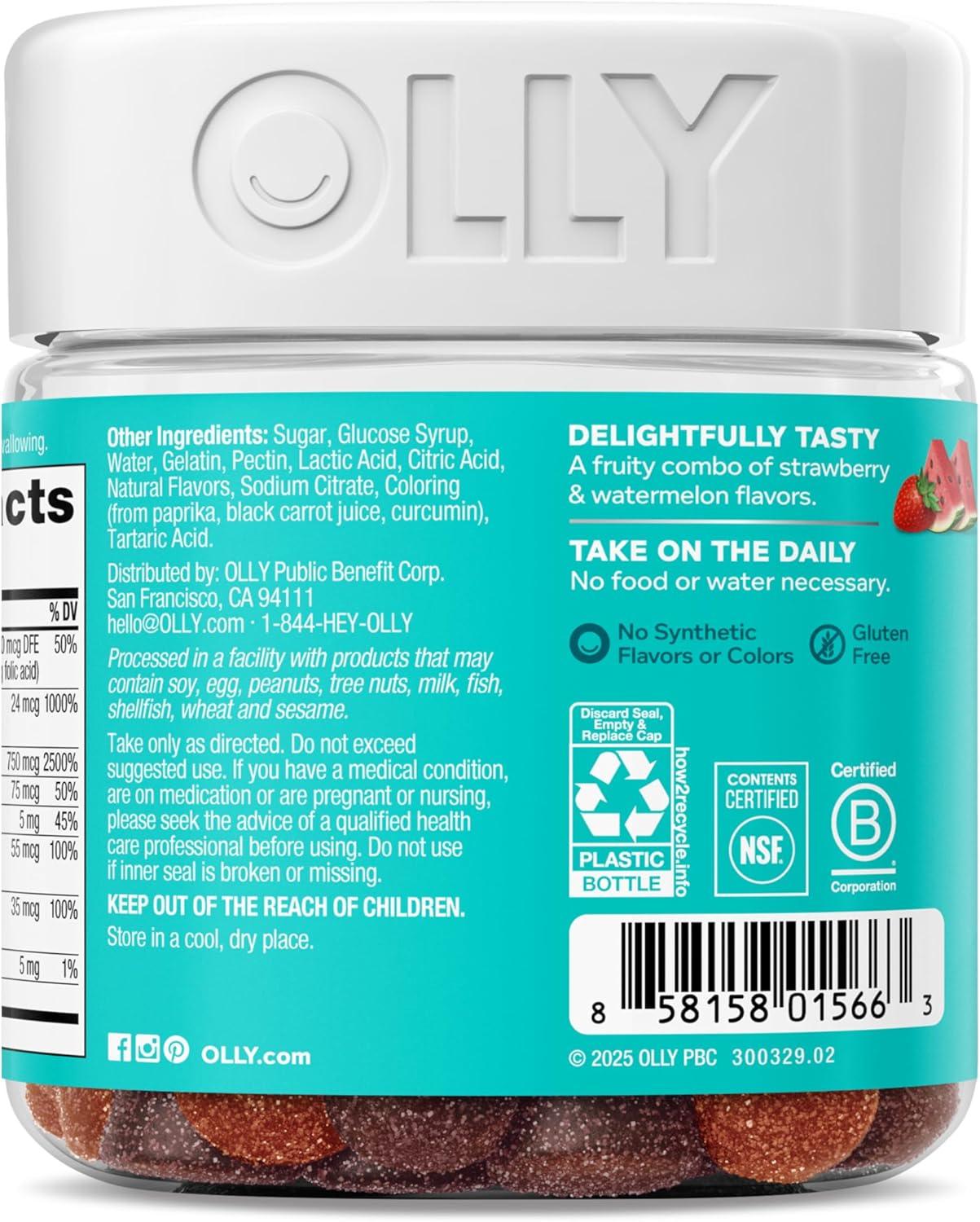 imageOLLY Teen Girl Multi Gummy Healthy Skin and Immune Support Essential Vitamins Biotin Zinc Chewable Multivitamin Strawberry Melon Flavored 50 Day Supply 100 Count70 Count Pack of 1