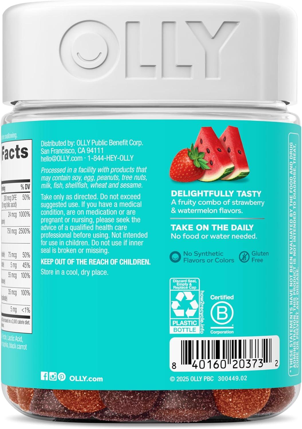 imageOLLY Teen Girl Multi Gummy Healthy Skin and Immune Support Essential Vitamins Biotin Zinc Chewable Multivitamin Strawberry Melon Flavored 50 Day Supply 100 Count100 Count Pack of 1