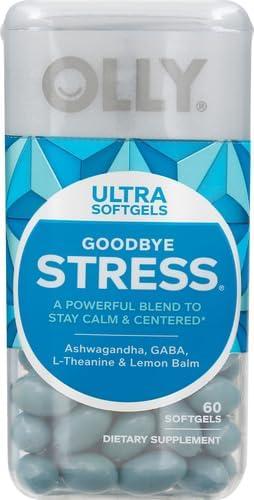 imageOLLY Ultra Strength Goodbye Stress Softgels GABA Ashwagandha LTheanine and Lemon Balm Stress Relief Supplement 60 Count60 Count Pack of 2