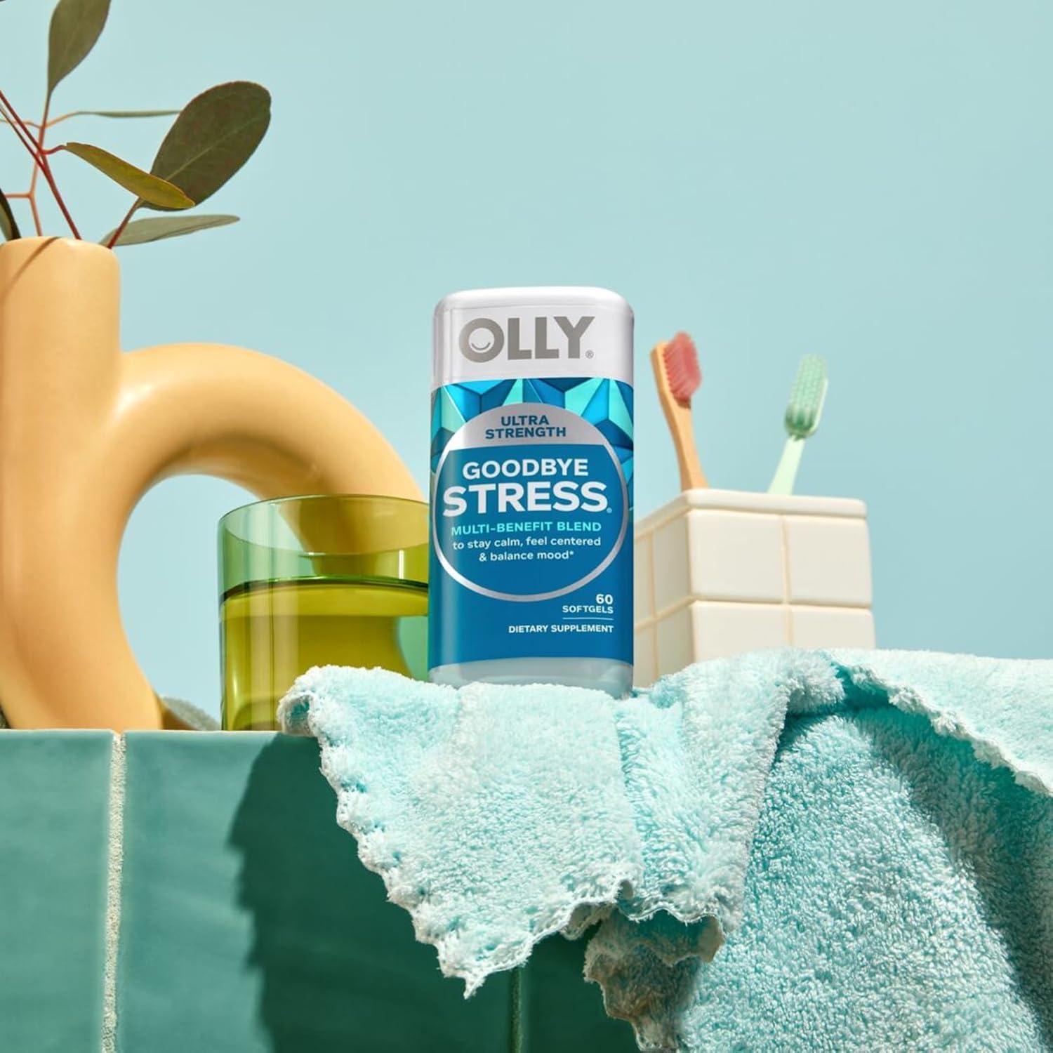 imageOLLY Ultra Strength Goodbye Stress Softgels GABA Ashwagandha LTheanine and Lemon Balm Stress Relief Supplement 60 Count60 Count Pack of 2