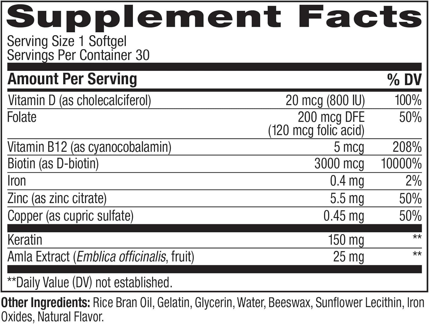imageOLLY Ultra Strength Hair Softgels Supports Hair Health Biotin Keratin Vitamin D B12 Hair Supplement 30 Day Supply 30 Count Packaging May Vary30 Count Pack of 1