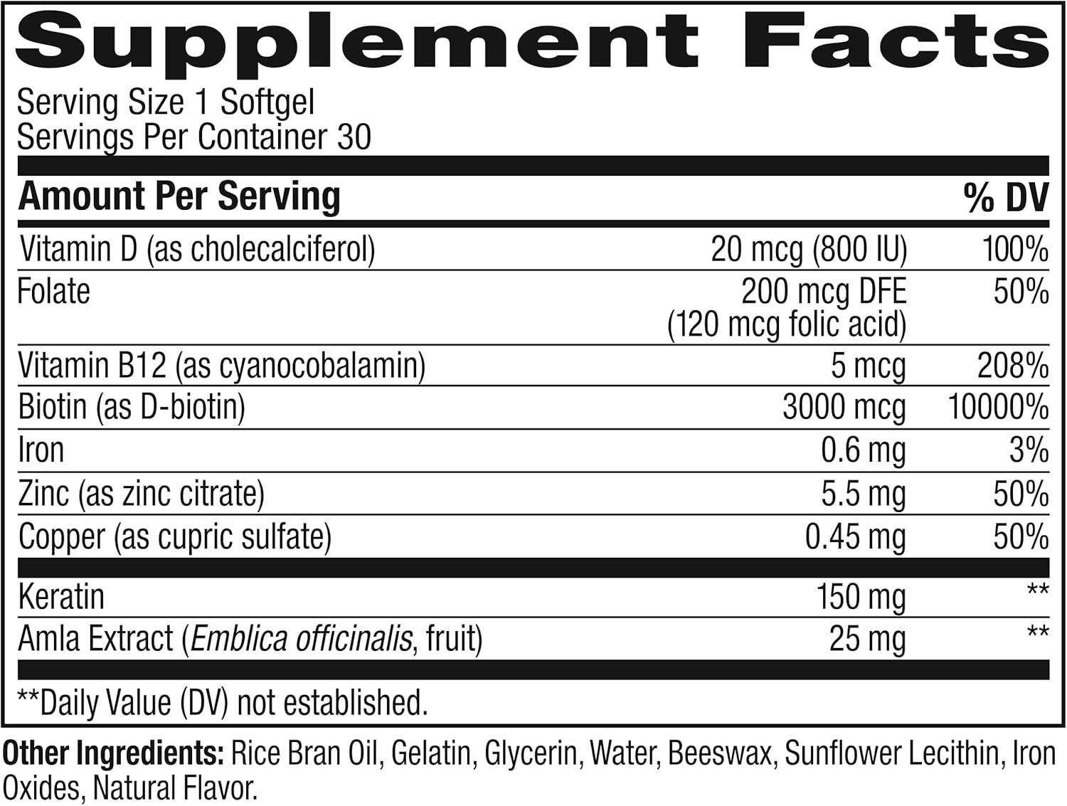 imageOLLY Ultra Strength Hair Softgels Supports Hair Health Biotin Keratin Vitamin D B12 Hair Supplement 30 Day Supply 30 Count Packaging May Vary30 Count Pack of 2