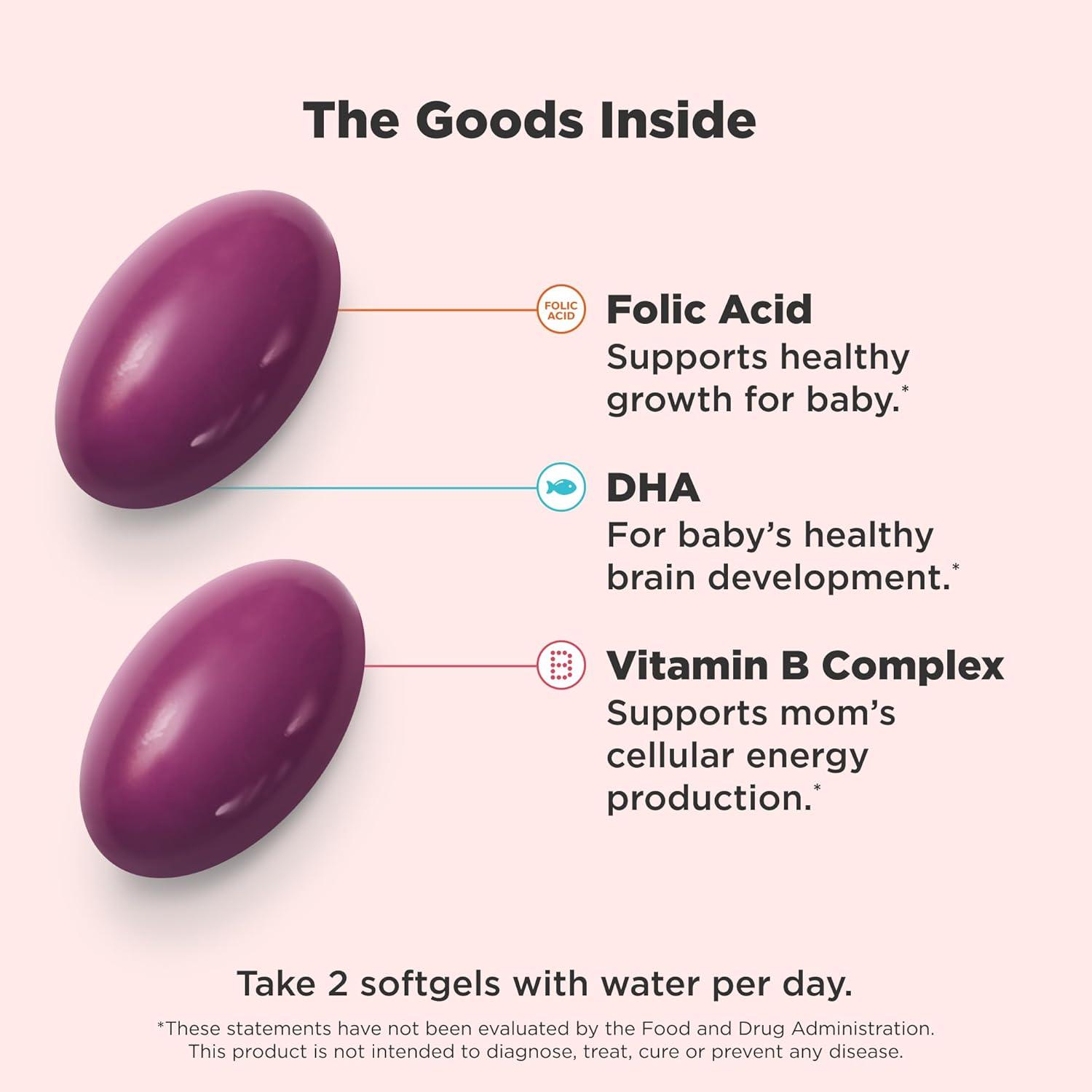 imageOLLY Ultra Strength Prenatal Multivitamin Softgels Supports Moms Wellness amp Babys Healthy Growth and Brain Development Folic Acid DHA Iron Vitamins B C D amp E 30 Day Supply 60 Count60 Count Pack of 2