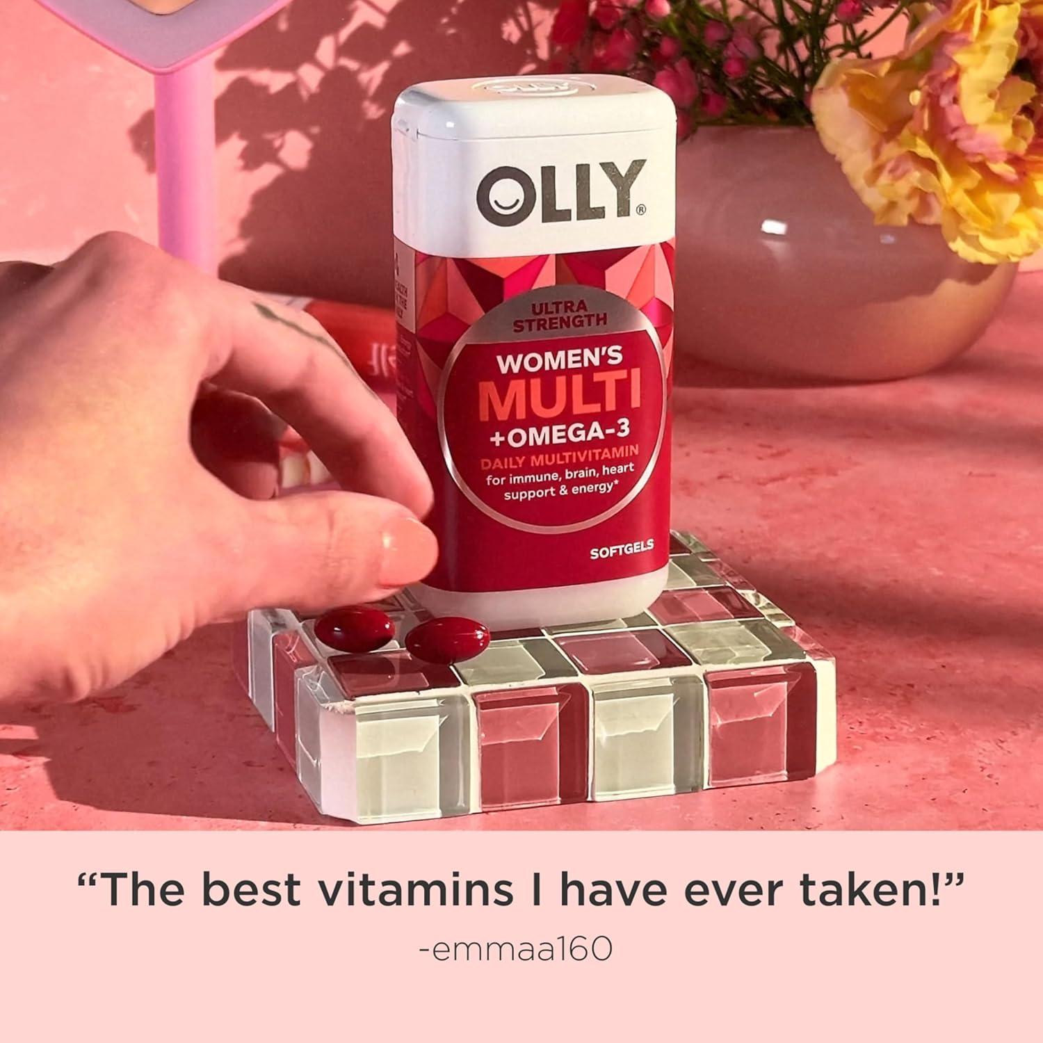 imageOLLY Ultra Strength Womens Multi Softgels Overall Health and Immune Support Omega3s Iron Vitamins A D C E B12 Daily Multivitamin 30 Day Supply 60 Count60 Count Pack of 2