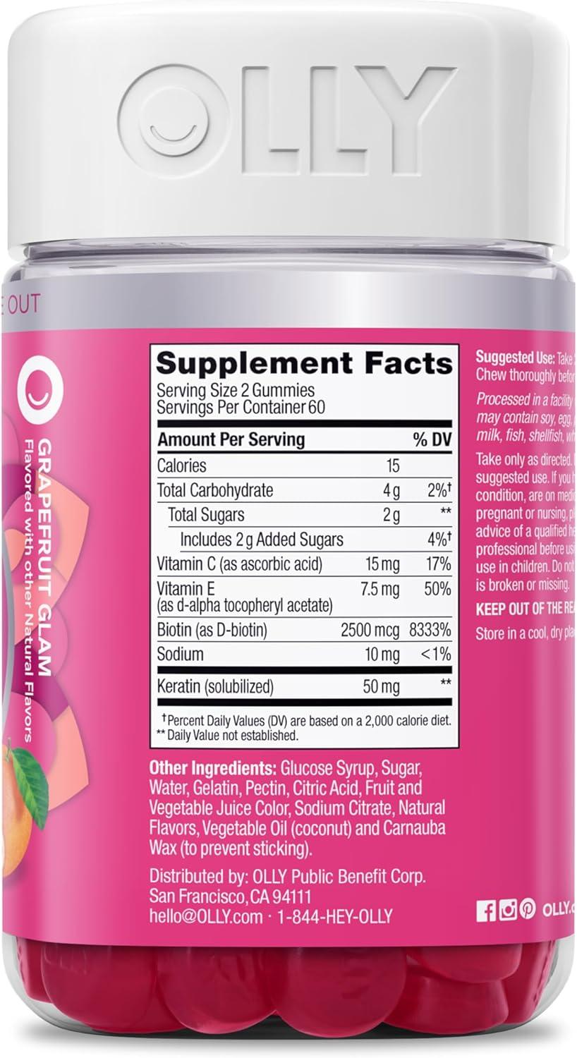 imageOlly Gummy Undeniable Beauty Grapefruit Glam 60 Count120 Count Pack of 1