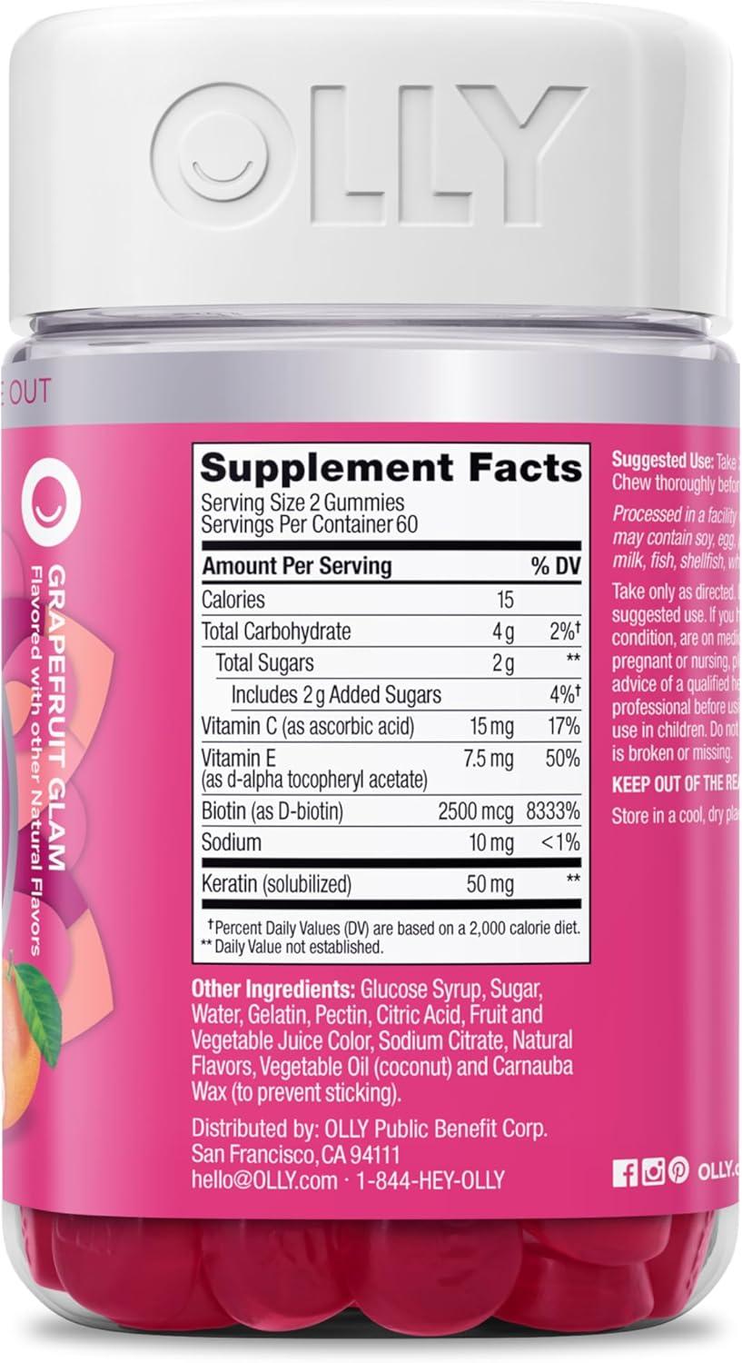 imageOlly Gummy Undeniable Beauty Grapefruit Glam 60 Count120 Count Pack of 2