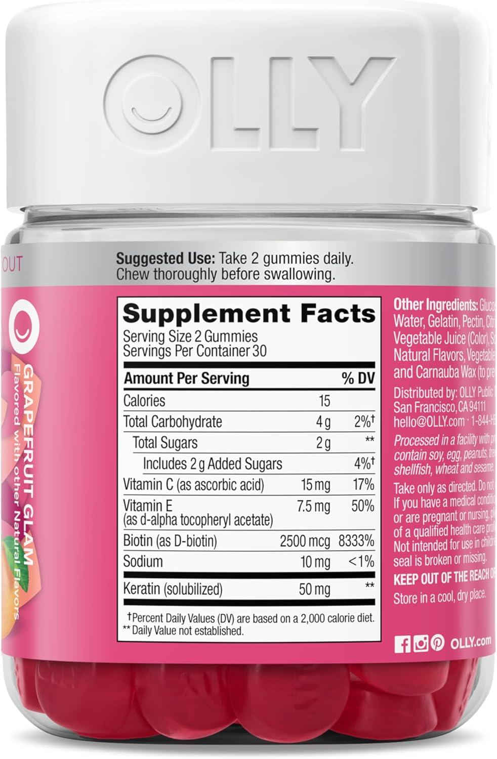 imageOlly Gummy Undeniable Beauty Grapefruit Glam 60 Count60 Count Pack of 1