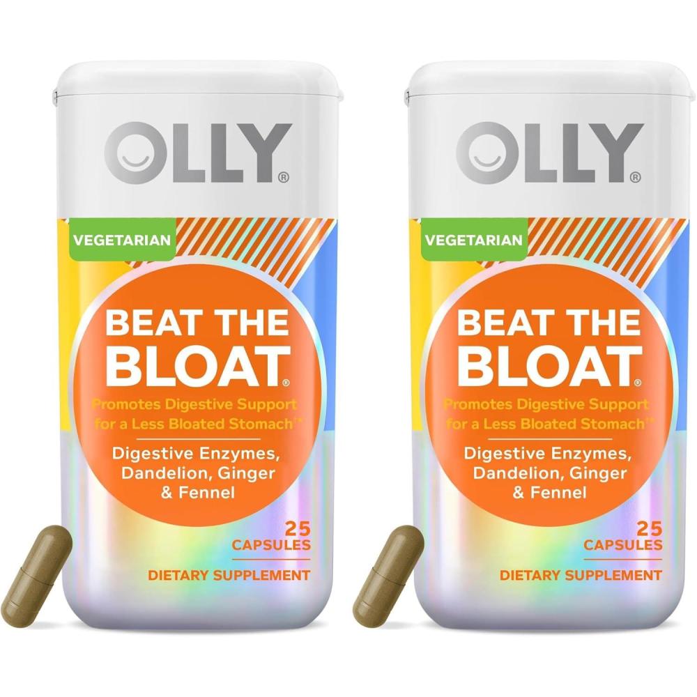 imageOLLY Beat The Bloat Capsules Digestive Support Enzymes Supplement for Women 25 Count25 Count Pack of 2
