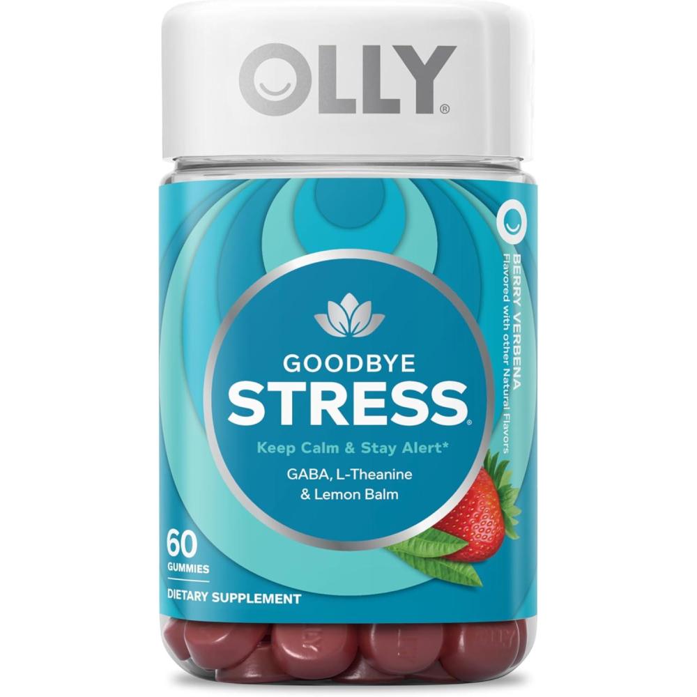imageOLLY Goodbye Stress Gummy GABA LTheanine Lemon Balm Stress Relief Supplement Berry 60 Count60 Count Pack of 1