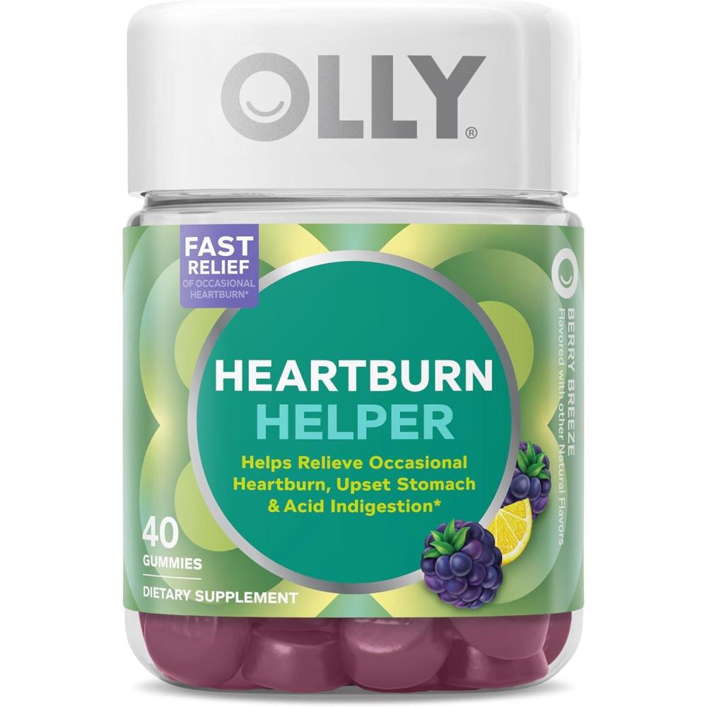 imageOLLY Heartburn Helper Gummy Supplement Fast Relief of Occasional Heartburn Tricalcium Phosphate Berry Breeze Flavored 20 Servings 40 Count