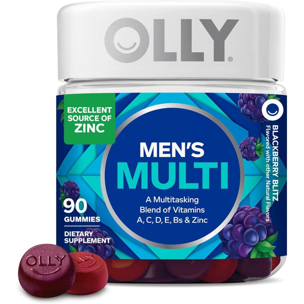 imageOLLY Mens Multivitamin Gummy Immune Support Vitamins A C D E B Lycopene Zinc BlackBerry 60 Day Supply 120 CountBlackberry