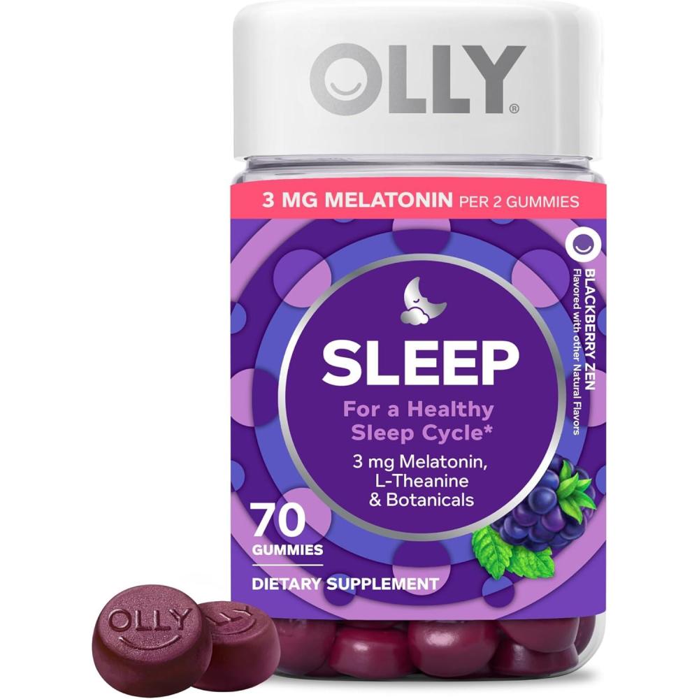 imageOLLY Restful Sleep Gummy Supplement with Melatonin amp LTheanine Chamomile Blackberry Zen 50 Gummies 25 Day Supply Supports a Healthy Sleep Cycle Packaging May Vary70 Count Pack of 1