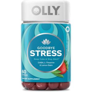 OLLY Goodbye Stress Gummy, GABA, L-Theanine, Lemon Balm, Stress Relief Supplement, Berry – 60 Count(60 Count (Pack of 1))