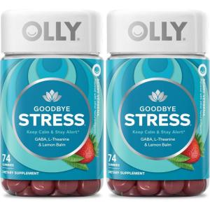 OLLY Goodbye Stress Gummy, GABA, L-Theanine, Lemon Balm, Stress Relief Supplement, Berry – 60 Count(74 Count (Pack of 2))