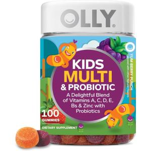 OLLY Kids Multivitamin & Probiotic Gummy, Digestive Support, Vitamins A, D, C, E, B, Zinc, Chewable Supplement, Berry Flavored, 35 Day Supply – 70 Count(100 Count (Pack of 1))