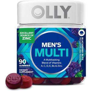 OLLY Men’s Multivitamin Gummy, Immune Support, Vitamins A, C, D, E, B, Lycopene, Zinc, BlackBerry, 60 Day Supply – 120 Count(Blackberry)