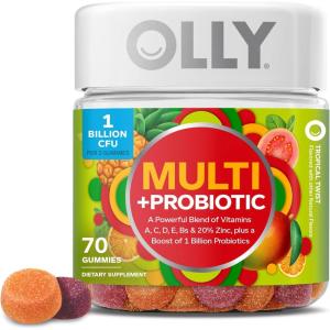 OLLY Multi + Probiotic Adult Multivitamin Gummy, Digestive and Immune System Support,* Chewable Supplement, Tropical Flavored, 35 Day Supply – 70 Count(1 Count (Pack of 70))